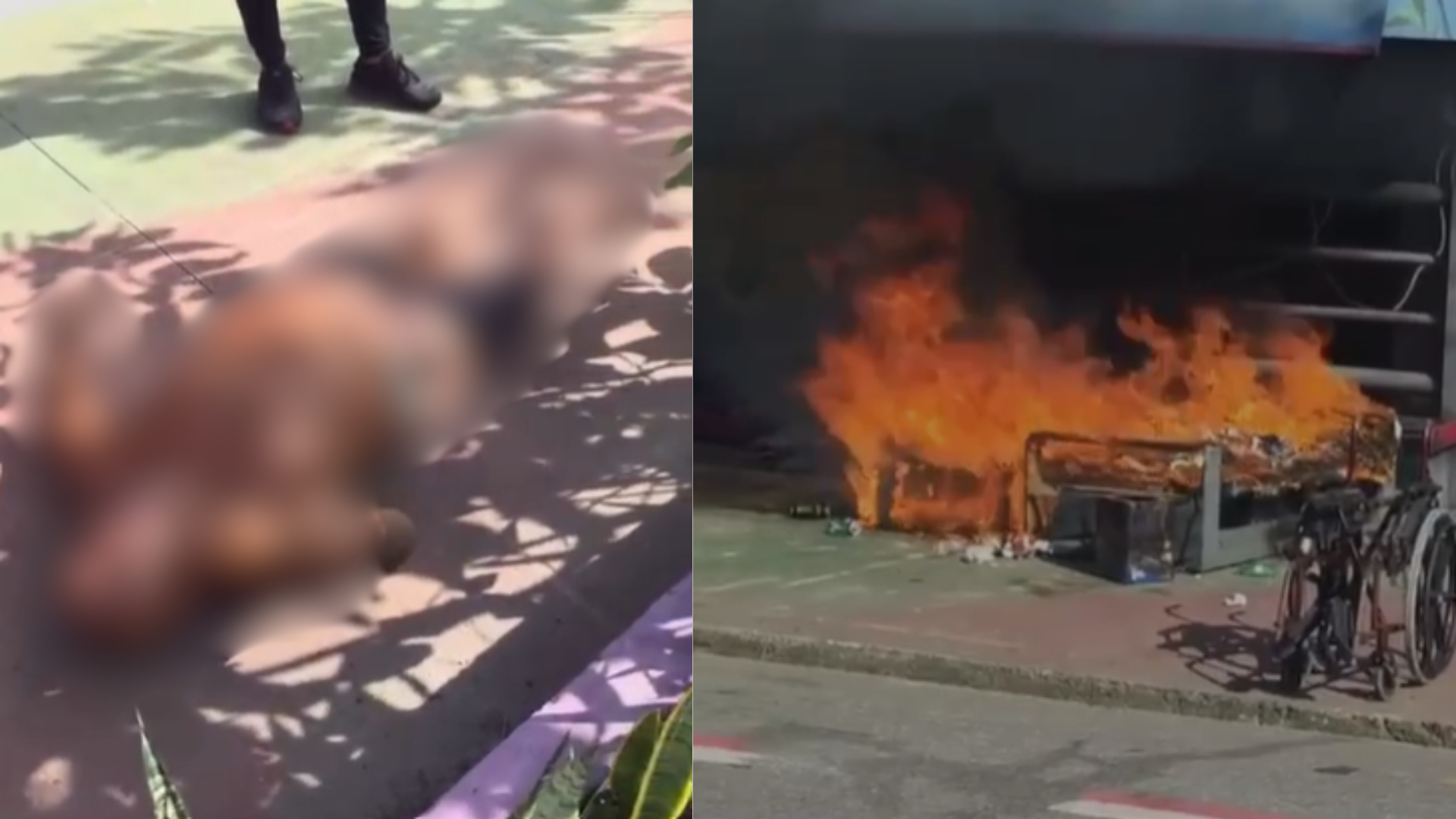 Homem em situação de rua recebeu atendimento no local; pertences também foram atingidos durante a ocorrência