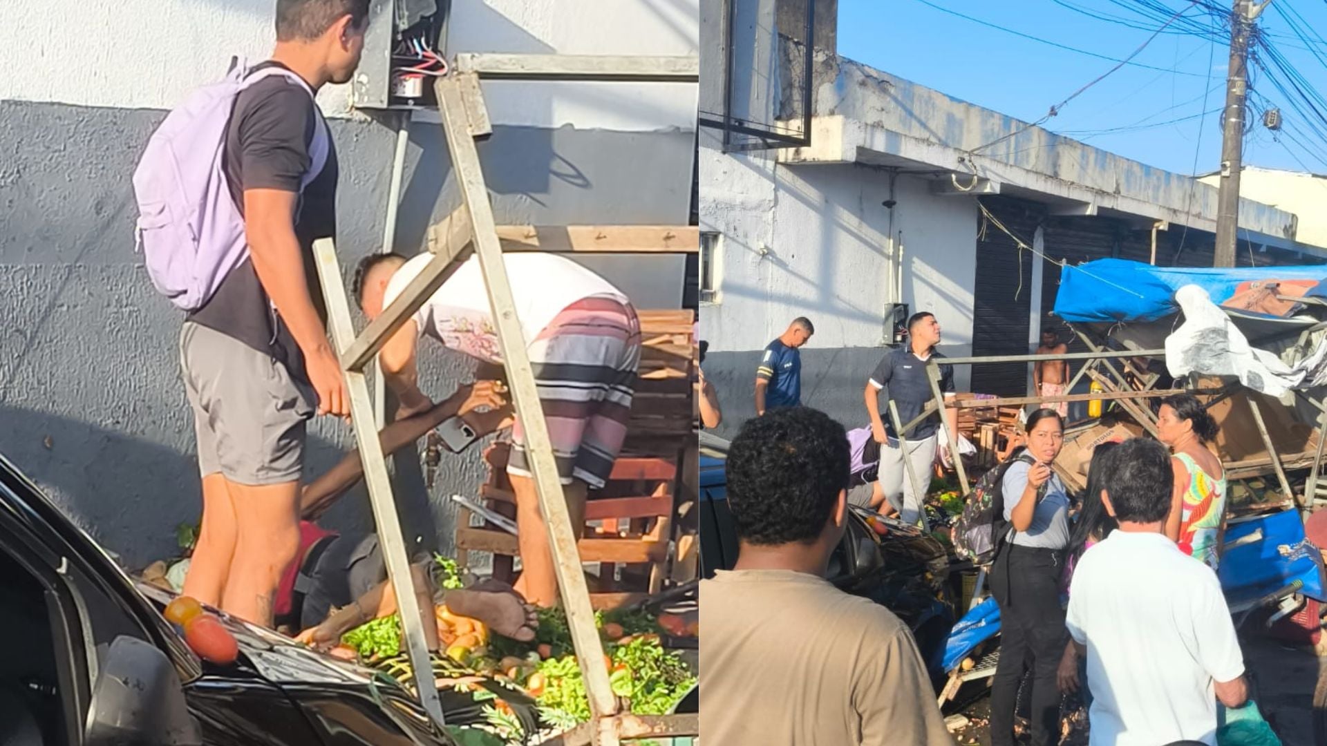 Carro invade barraca de verduras e deixa dois idosos feridos em Belém