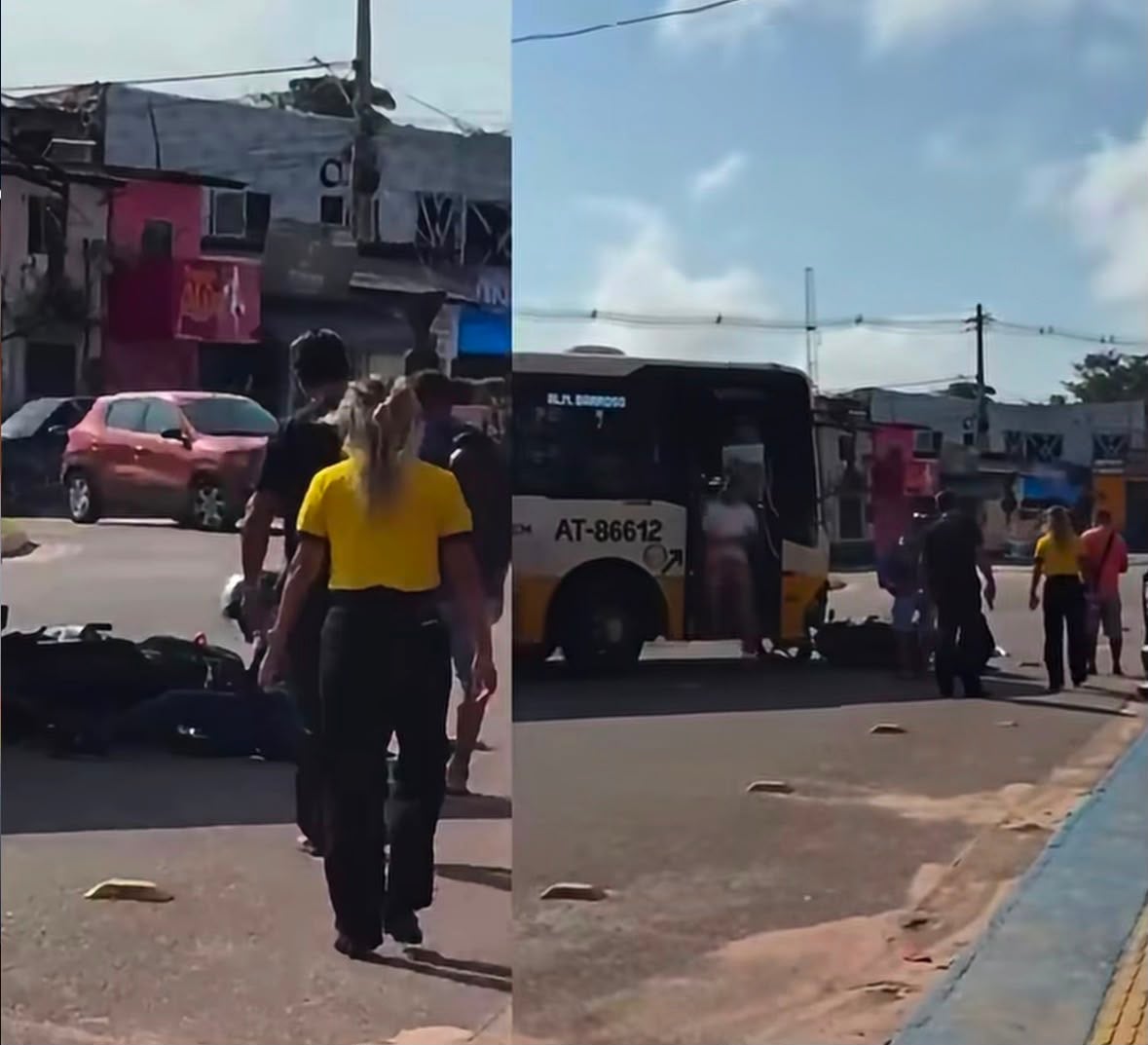 Motociclista colide com ônibus em rotatória da Rodovia do Tapanã, em Belém