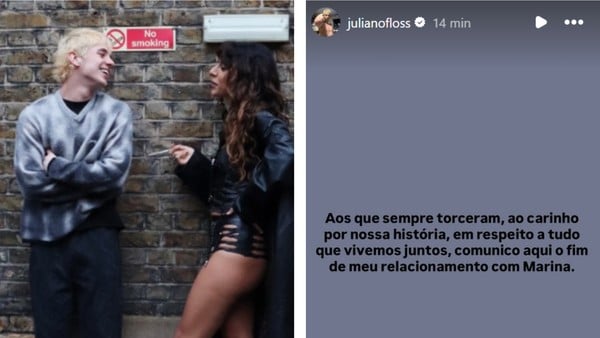 Juliano Floss anuncia fim do relacionamento com a cantora Marina Sena