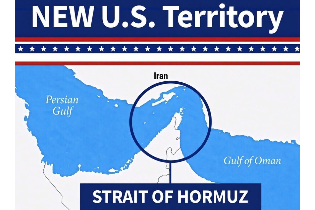 Trump publica mapa que coloca o Estreito de Ormuz como ‘novo território’ dos Estados Unidos

