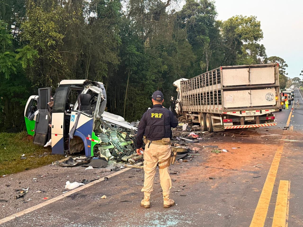 Acidente entre micro-ônibus e carreta deixa 23 mortos e cinco feridos no Paraná - 