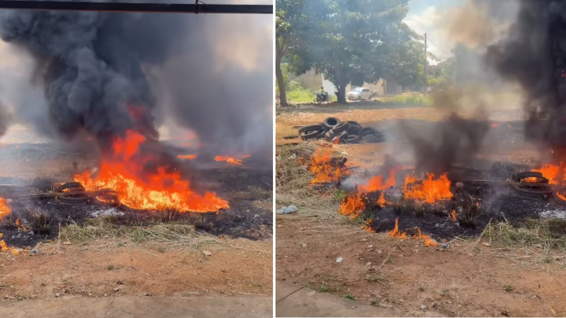 Incêndio registrado nas proximidades da Rodoviária de Tucuruí, no sudeste do Pará.