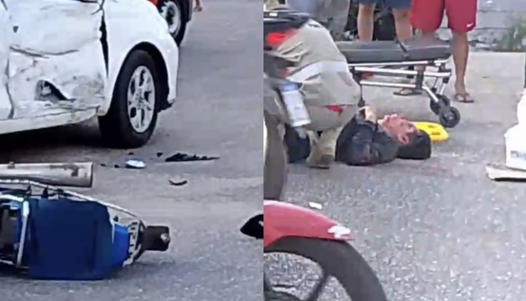 Acidente entre carro e moto deixa vítima ferida em Castanhal