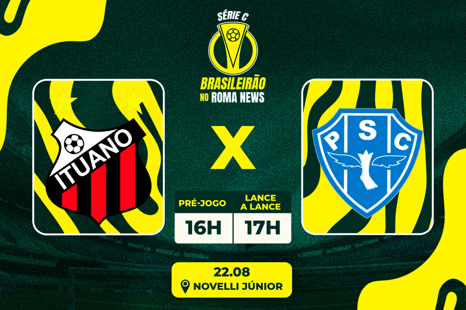 Equipes se enfrentam neste sábado (22), às 17h, no Novelli Júnior, pela 18ª rodada da Série C; resultado pode ser decisivo na briga pela classificação.