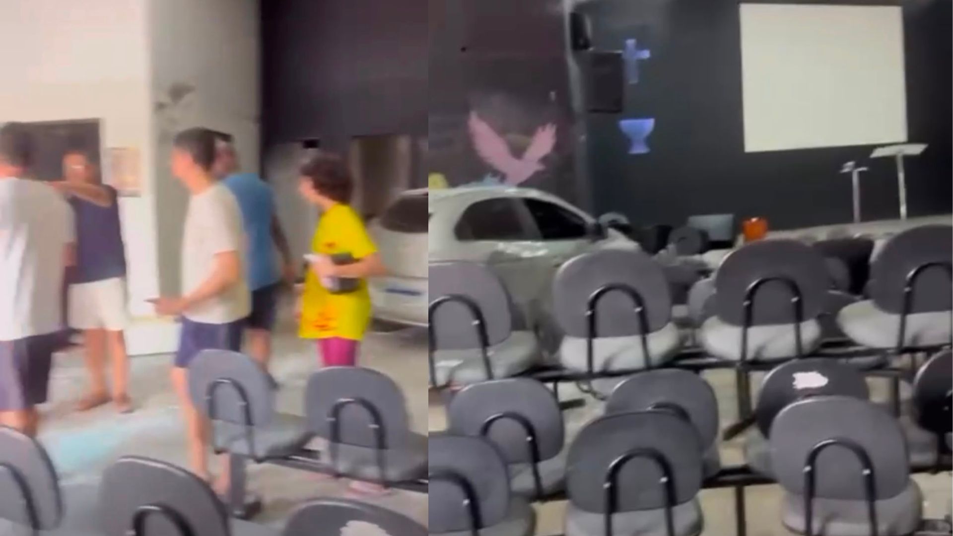 Carro invade igreja e deixa duas pessoas feridas na rodovia Mário Covas, em Belém