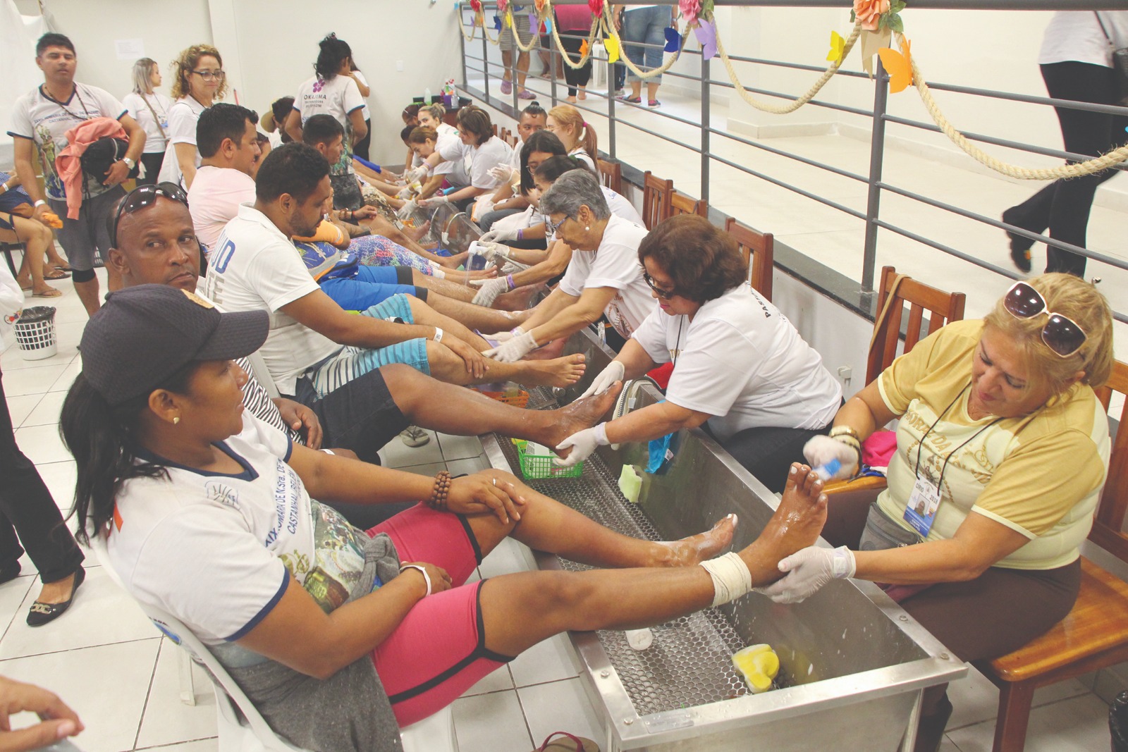O espaço recebe peregrinos que chegam à capital paraense após longas caminhadas em cumprimento de promessas e oferece alimentação, descanso e atendimento básico de saúde.