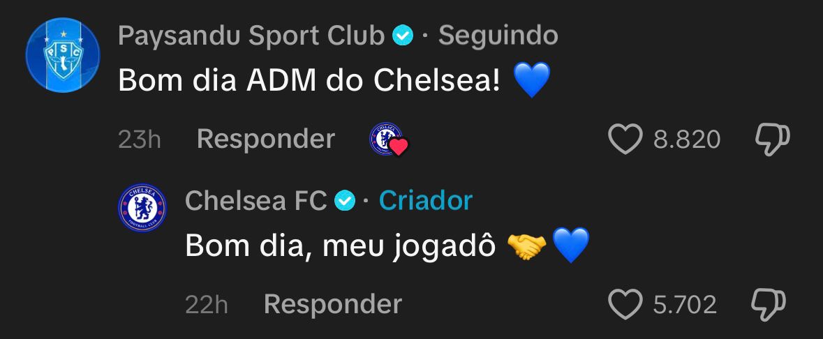 Mensagens dos times -