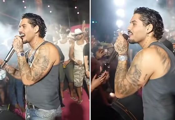 Zé Felipe interrompe show após provocação de fã com foto de Virginia e Vini Jr