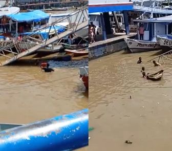 Imagem - Ponte de trapiche desaba e atinge embarcações em Abaetetuba, no Pará