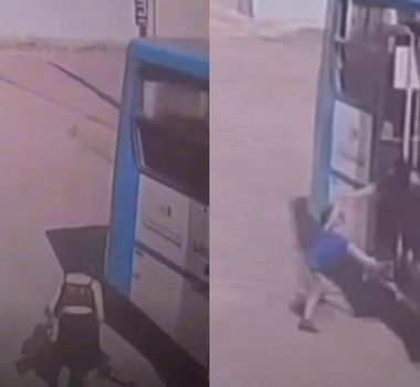 Imagem - Vídeo: Mãe fica ferida ao tentar salvar filho de queda durante desembarque de ônibus em Santarém