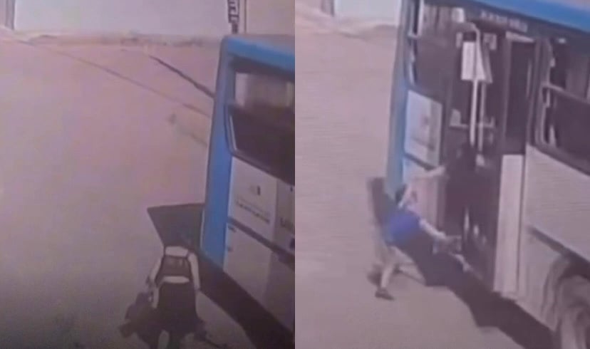 Imagem - Vídeo: Mãe fica ferida ao tentar salvar filho de queda durante desembarque de ônibus em Santarém