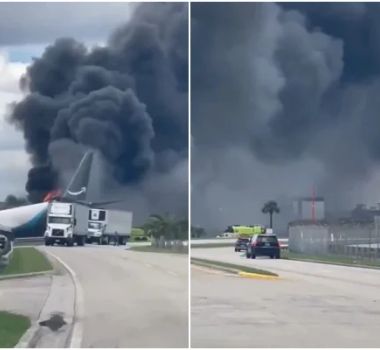 Imagem - Vídeo: Avião da Amazon sai da pista, pega fogo e paralisa aeroporto de Miami