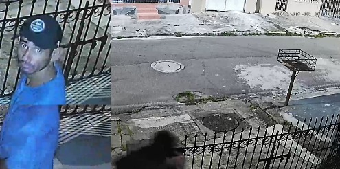 (Momento que a câmera do circuito interno de segurança flagra a ação criminosa do ladrão) 