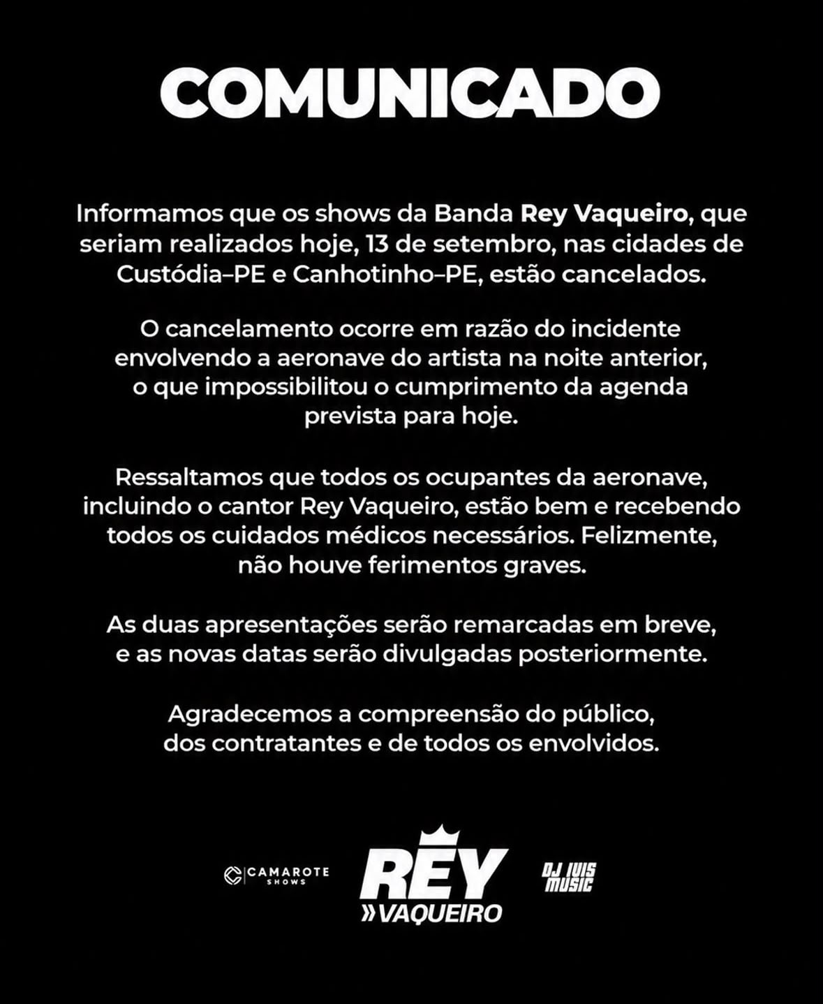 Comunicado da produtora de Rey Vaqueiro -