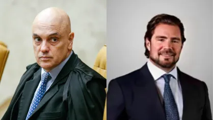 O ministro do STF (Supremo Tribunal Federal), Alexandre de Moraes, e o ex-banqueiro Daniel Vorcaro 
