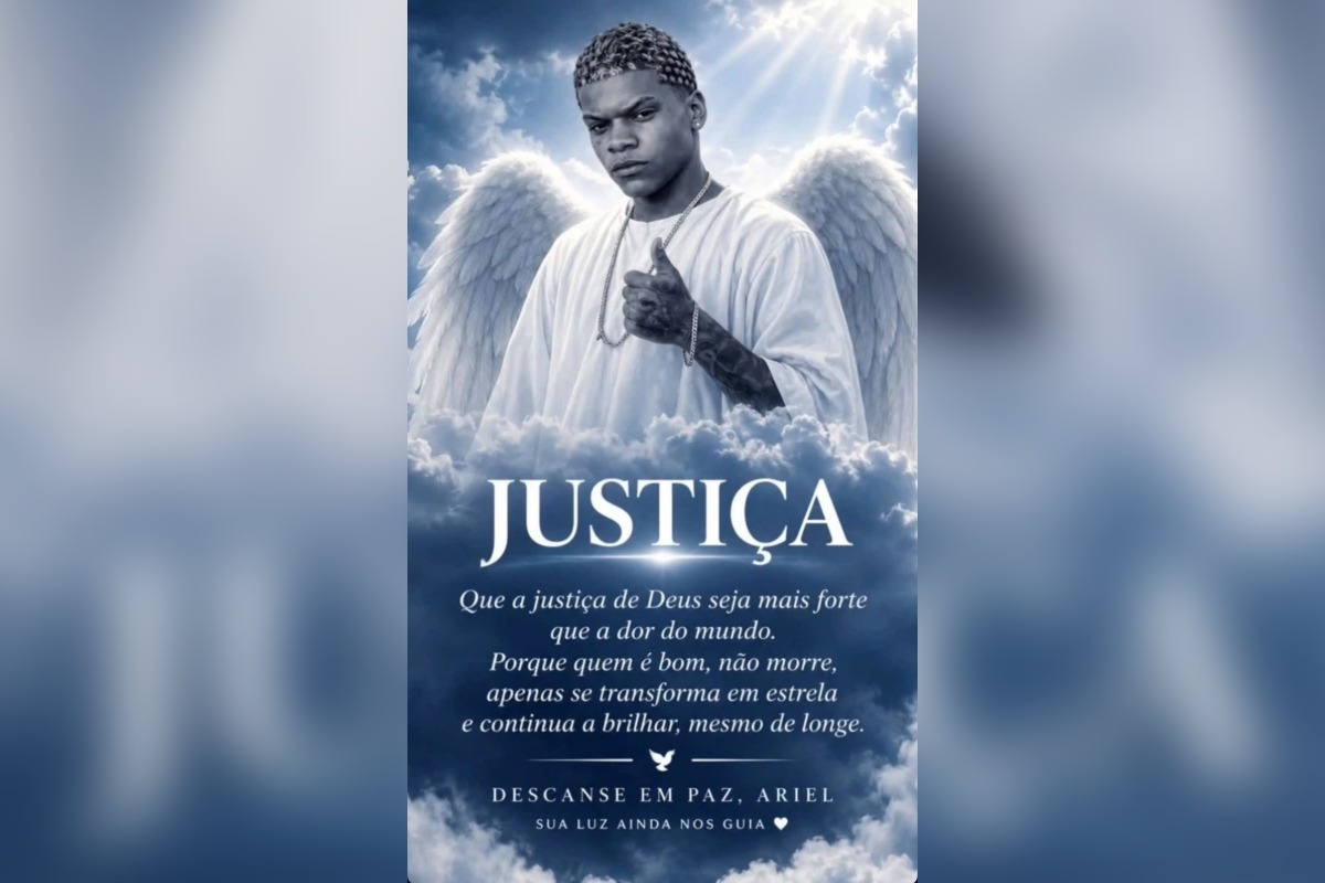 Cartaz que homenageia Ariel, Família quer a punição dos policiais -
