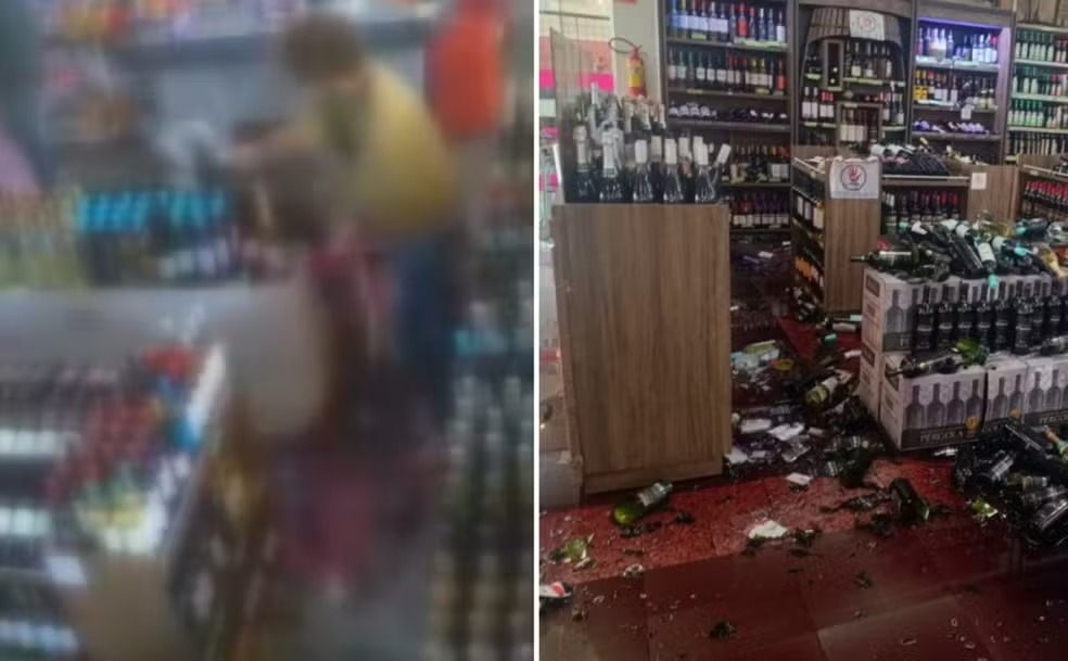 Suspeito também danificou a porta do estabelecimento e ameaçou funcionários e clientes antes de ser detido pela polícia
