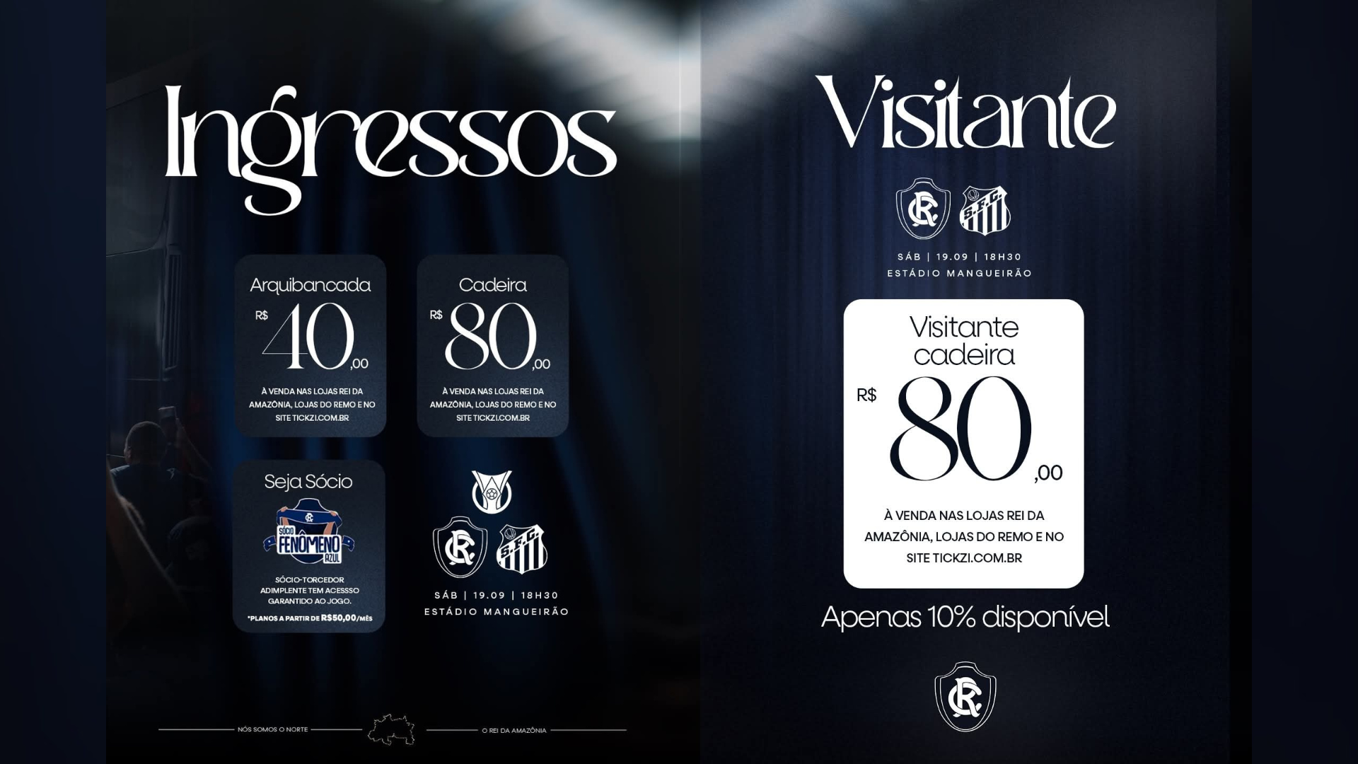 Os ingressos para a torcida do Remo custam R$ 40 para a arquibancada e R$ 80 para a cadeira. Já os torcedores do Santos terão entradas no valor de R$ 100.


