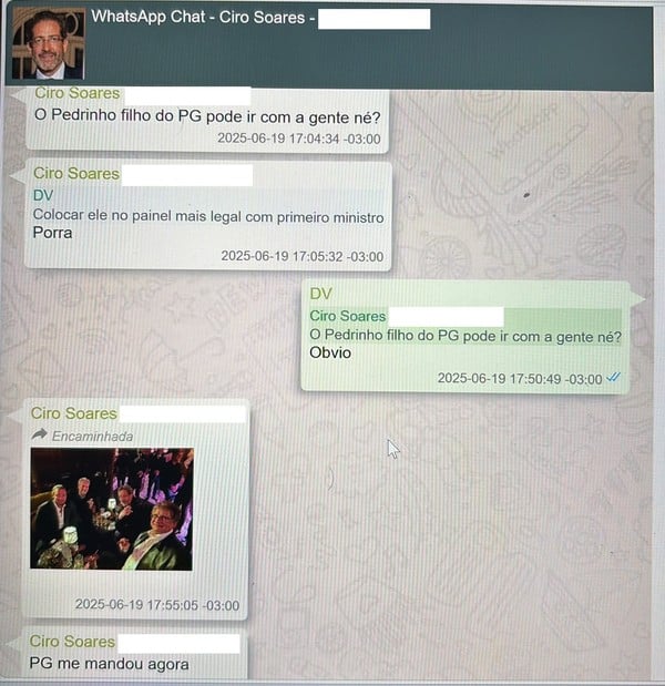 Gonet aparece com Daniel Vorcaro em foto encontrada pela PF no celular do banqueiro