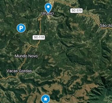 Imagem - Mapa indica dois pontos usados nas buscas por helicóptero com cantor Rick em SC