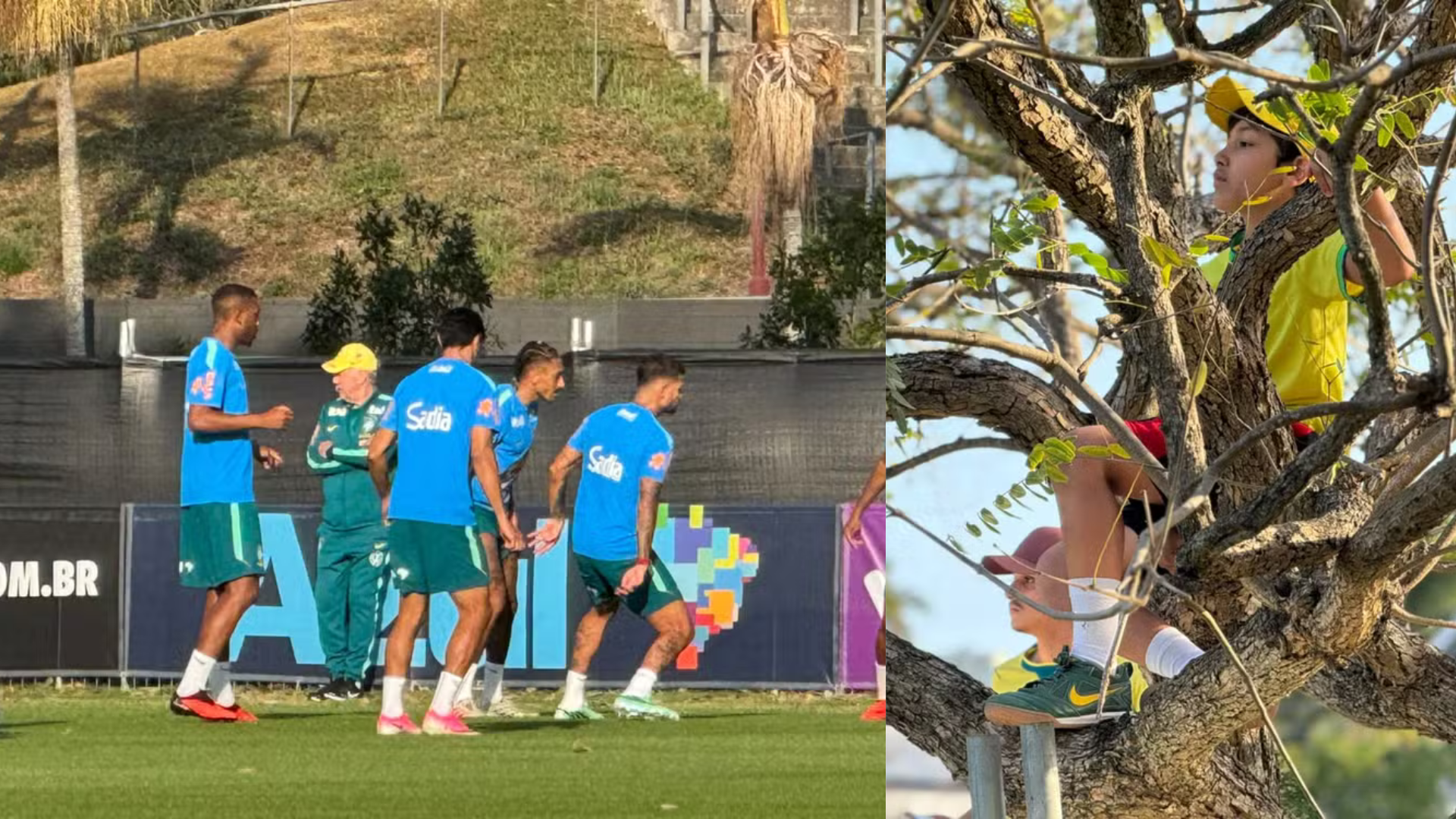 Com apenas 11 jogadores em campo, Carlo Ancelotti comandou a primeira atividade com bola em Brisbane antes dos amistosos contra a Austrália