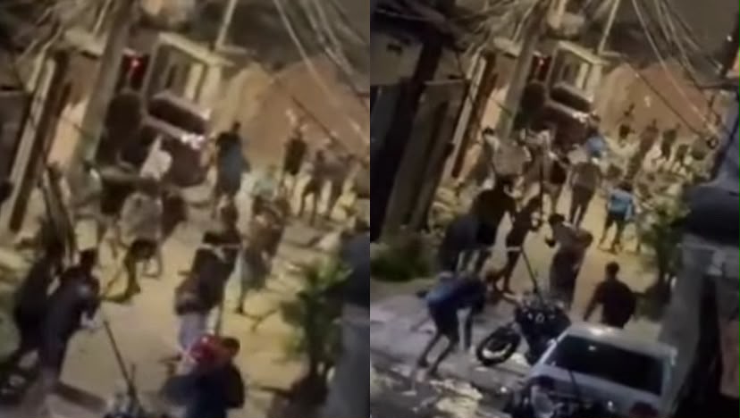 Vídeo mostra tumulto em via pública; motivo da ocorrência ainda não foi confirmado