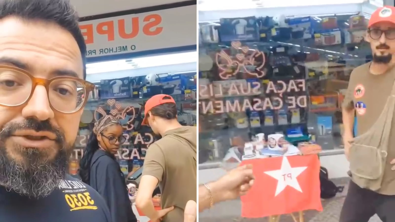 Entrevistadores do Datafolha são filmados ao lado de banquinha do PT durante pesquisa e gera revolta - 