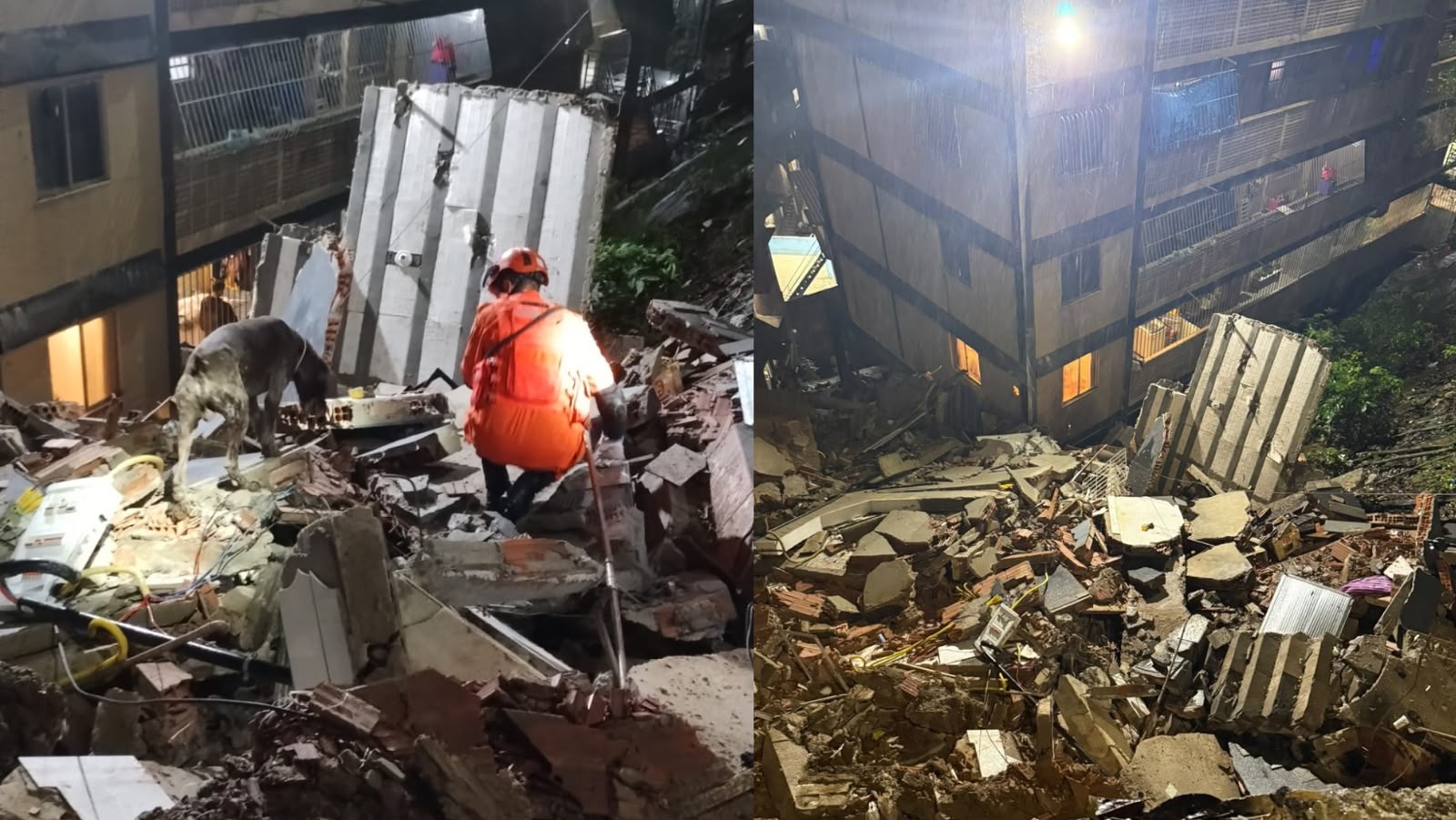 Prédio de 5 andares desaba na Zona Sul do Rio e moradores vizinhos precisam deixar casas as pressas