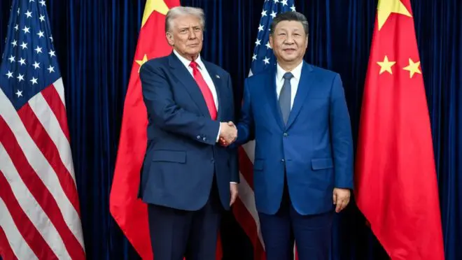 O presidente chinês Xi Jinping e o presidente americano Donald Trump