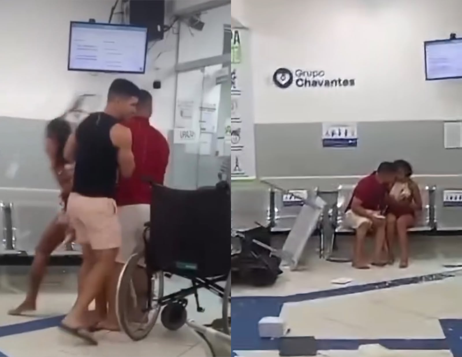 Homem acalma mulher enfurecida com beijo durante quebra-quebra em hospital