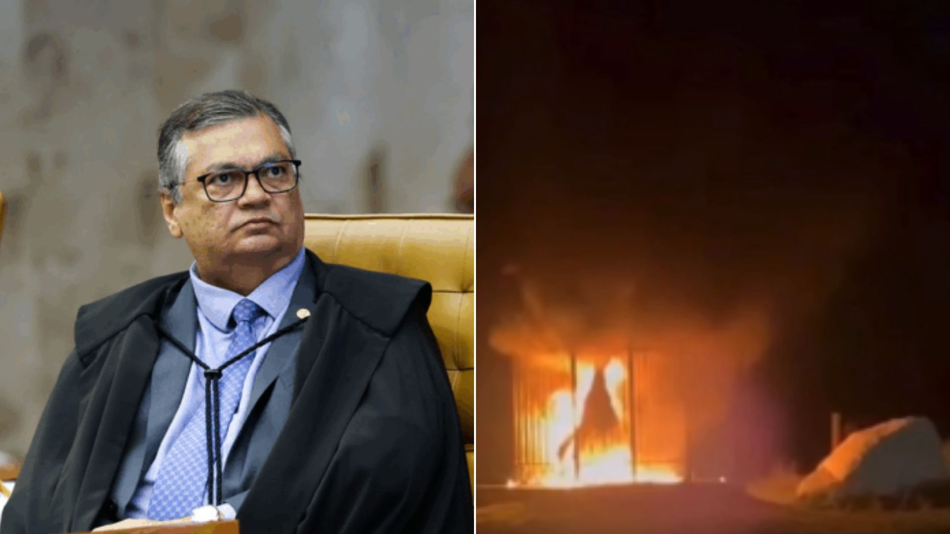 Ministro Flávio Dino, do Supremo Tribunal Federal (STF) e o incêndio criminoso destruiu uma imagem de Nossa Senhora Aparecida.