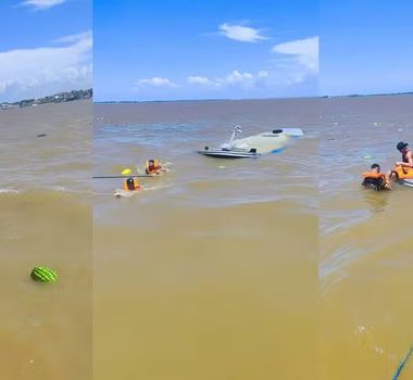 Imagem - Naufrágio é registrado em Santarém; duas pessoas são resgatadas com vida