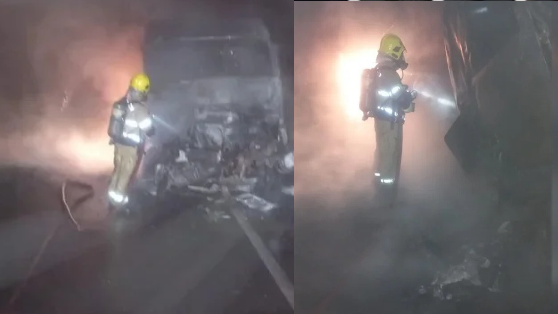 Colisão traseira na BR-060 transforma caminhão de carga em bola de fogo em Goiás