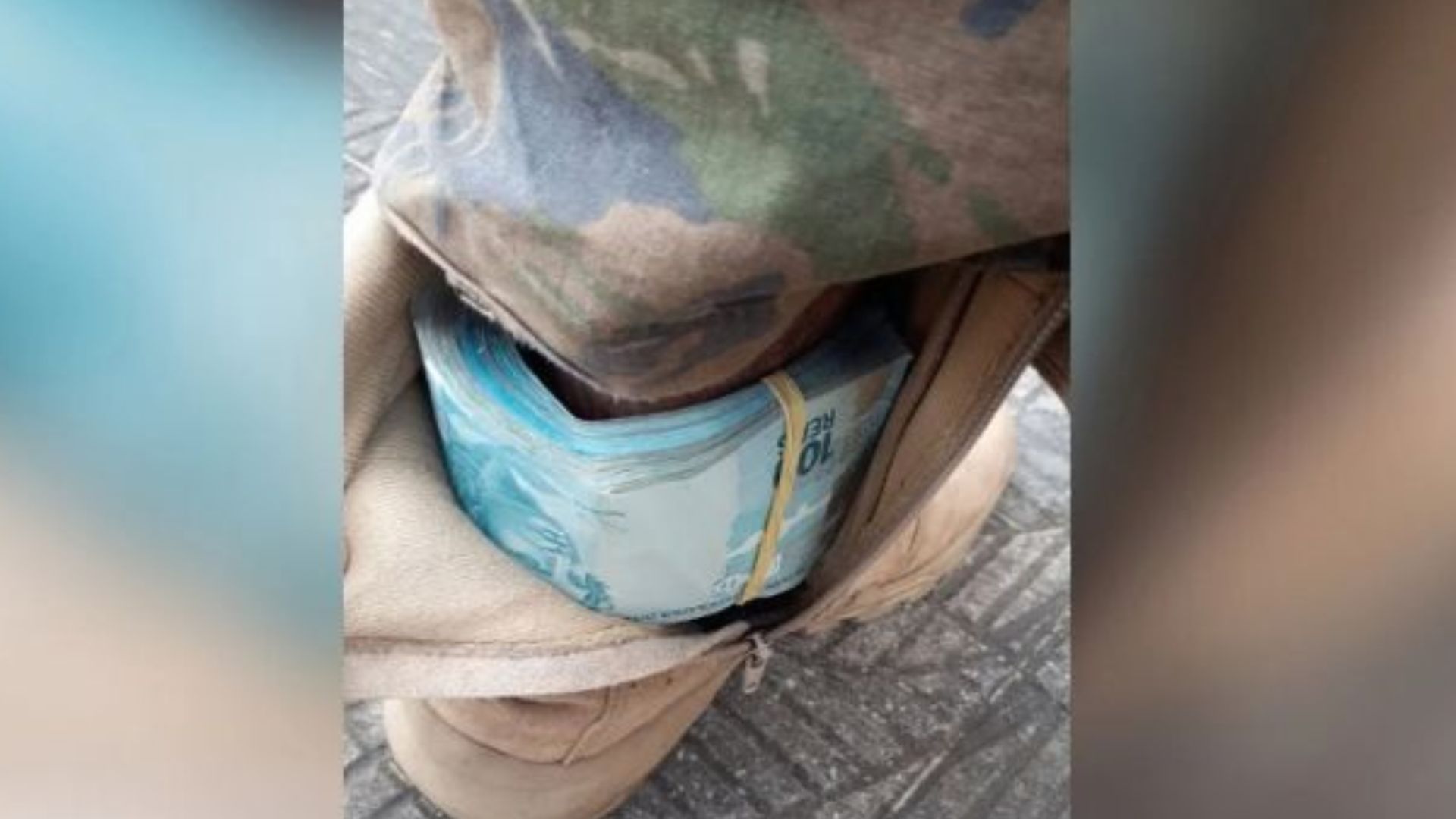 R$ 30 mil em espécie escondidos dentro das meias.