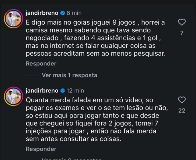 Comentários feitos por Jájá na publicação