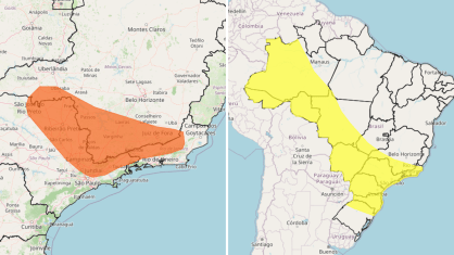 Inmet emite alerta de perigo para chuva intensa e ventos de 100 km/h em 12 estados