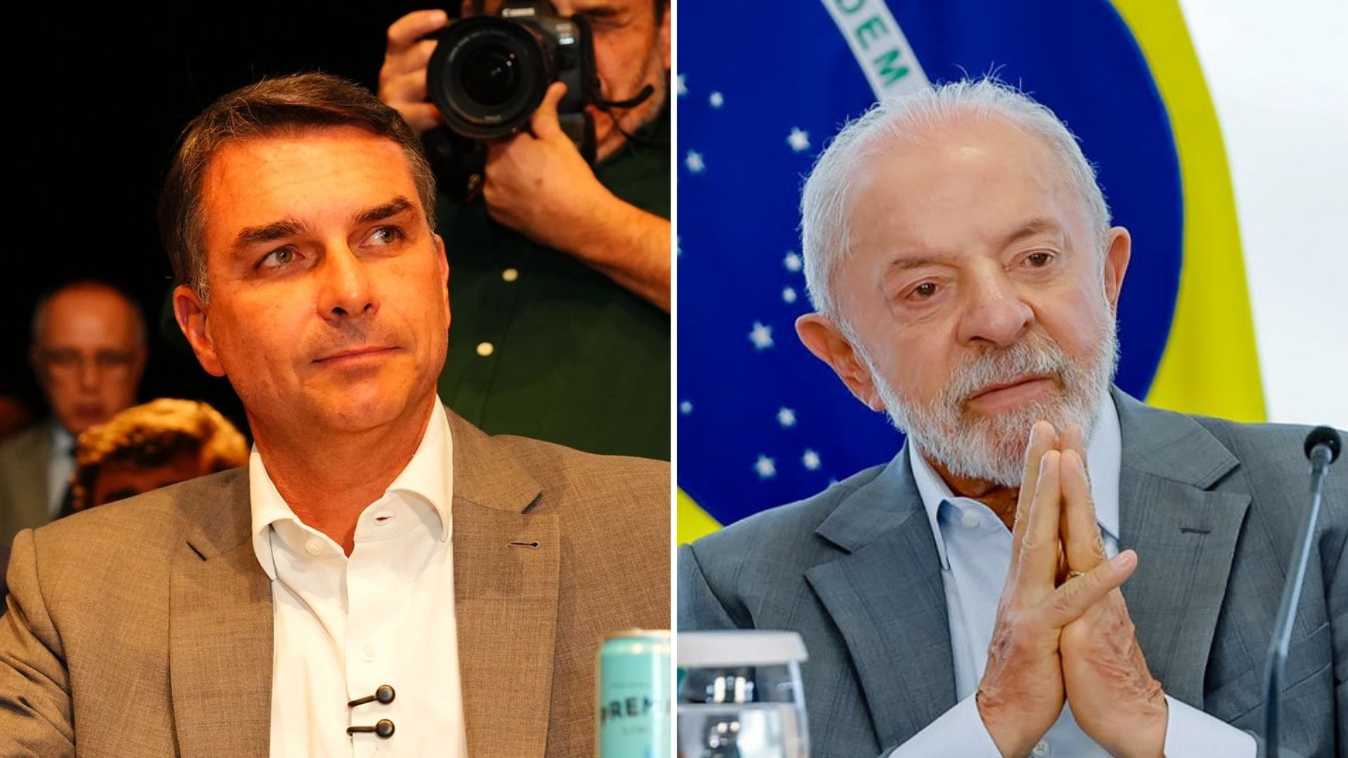 Flávio Bolsonaro (PL) e Luiz Inácio Lula da Silva (PT).