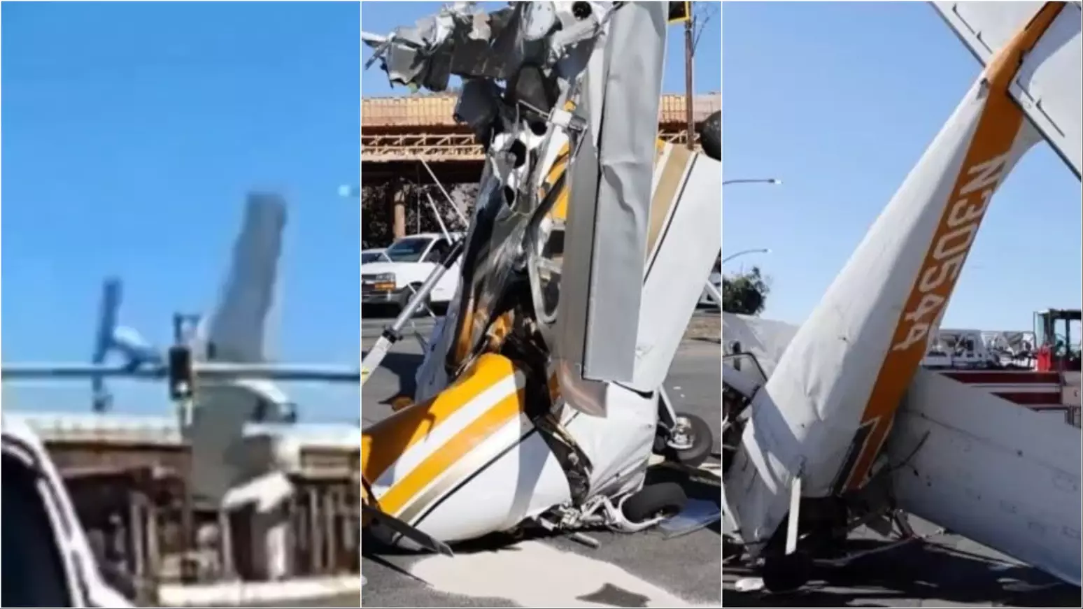 (O acidente foi registrado por uma câmera veicular e as imagens mostram o momento em que a aeronave perde o controle e despenca na pista.)