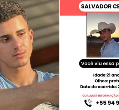 Imagem - Jovem de 21 anos desaparece após sair de Marabá com destino a fazenda da família