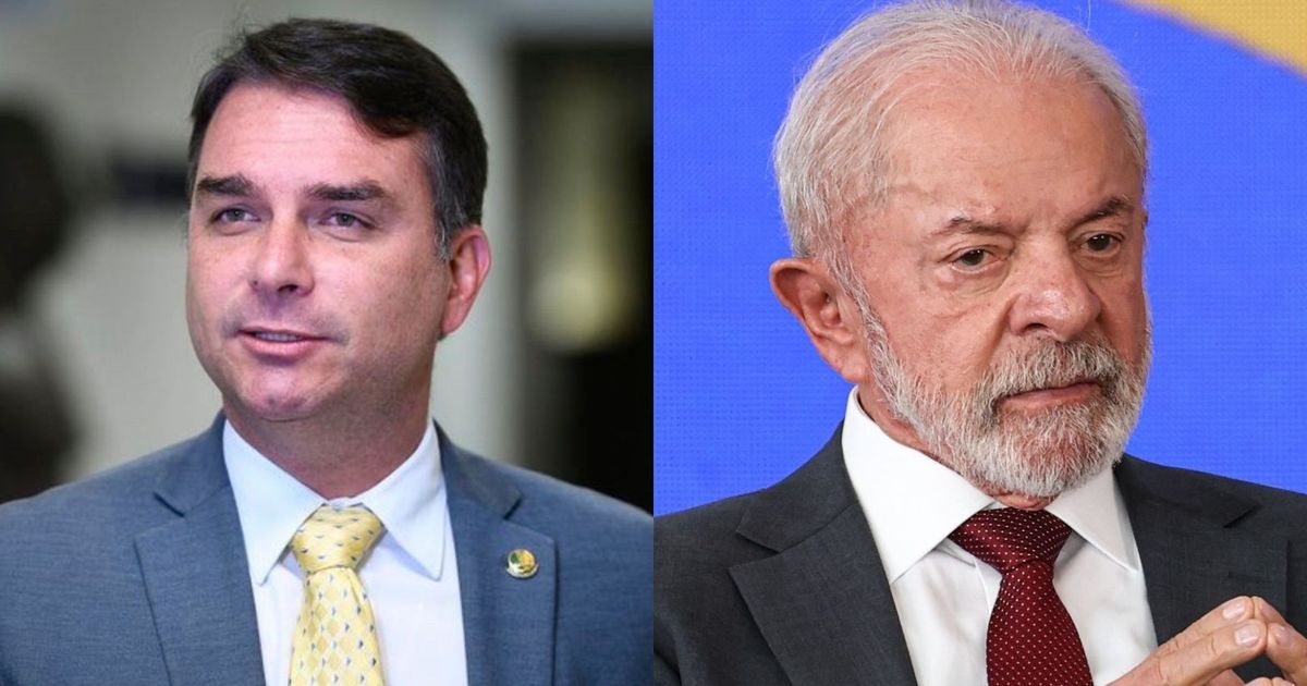 Senador Flávio Bolsonaro (PL) e o presidente Luiz Inácio Lula da Silva (PT) .