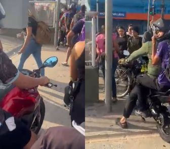Imagem - Motociclistas driblam o trânsito usando faixa de pedestres em Ananindeua