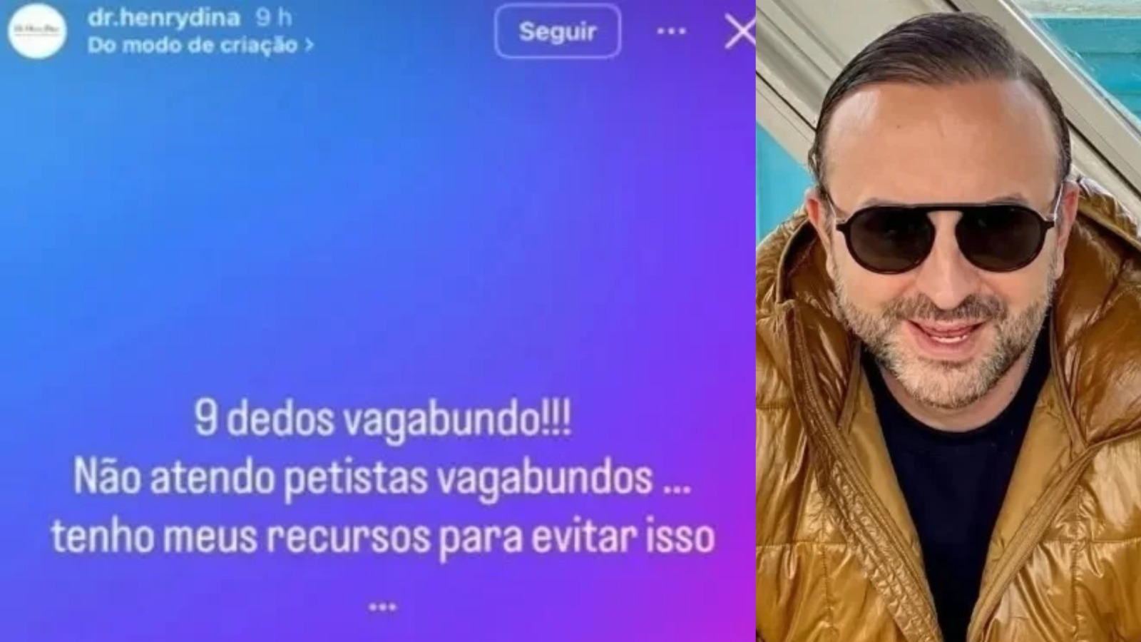 Clederson Henry Dina publicou nas suas redes sociais que não atende pacientes petitas.