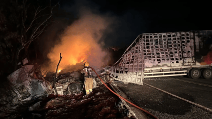 Colisão entre carretas provoca incêndio e deixa um morto carbonizado na BR-251, em Minas Gerais