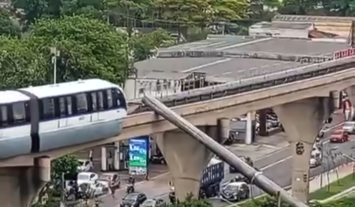 Guindaste tomba sobre trilhos do Monotrilho e é atingido por trem na zona leste de São Paulo