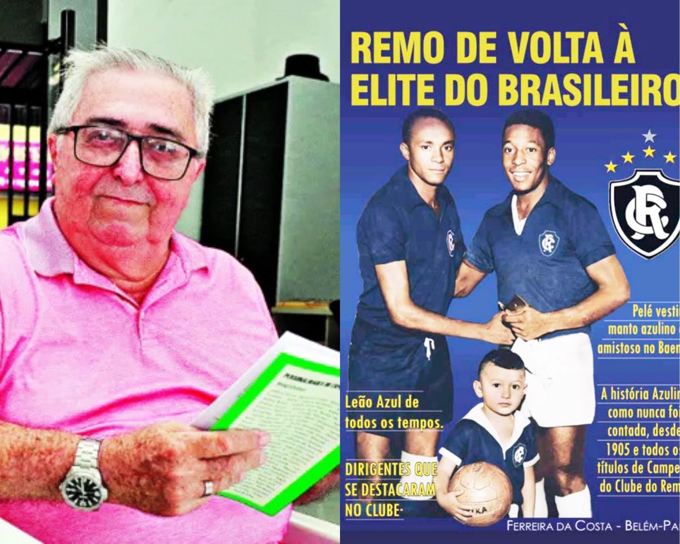 Jornalista Ferreira da Costa e a capa do livro (à direita)