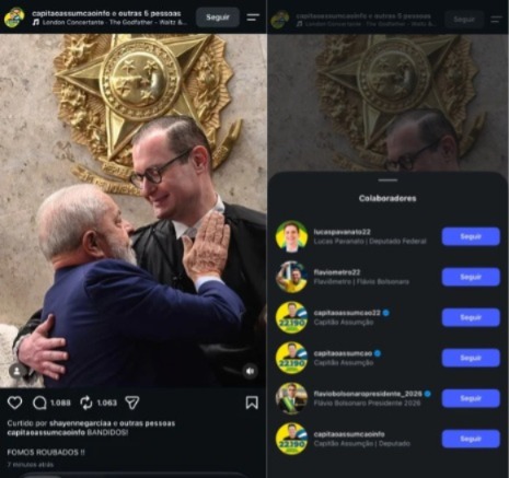 Publicação colaborativa nas redes sociais reúne perfis ligados ao candidato Flávio e tem mensagens que questiona o resultado eleitoral.