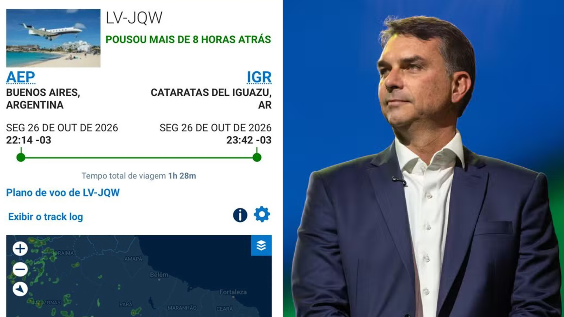 Jato citado em suposta fuga de Flávio Bolsonaro segue estacionado na Argentina
