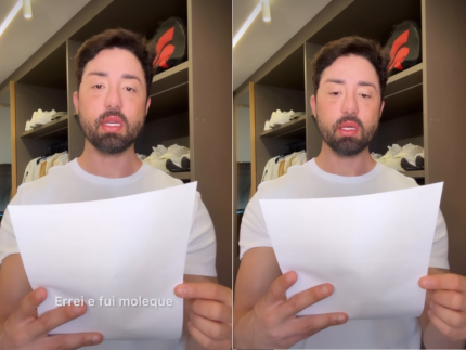 Influenciador pediu perdão aos brasileiros e a artistas que criticou nas redes sociais após a repercussão de seu posicionamento político nas eleições de 2026.
