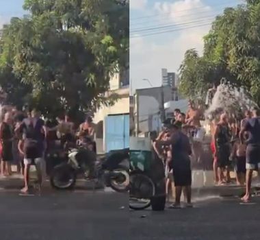 Imagem - Sem água há mais de 24 horas, moradores recorrem a adutora para abastecer casas, em Belém